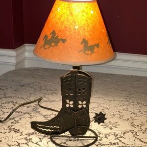 Western Boot Table Lamp with  Shade